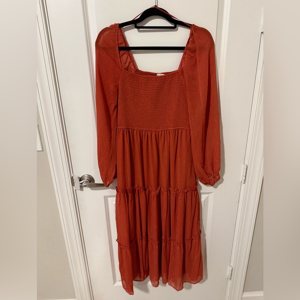 NWOT Rust Smocked Dress